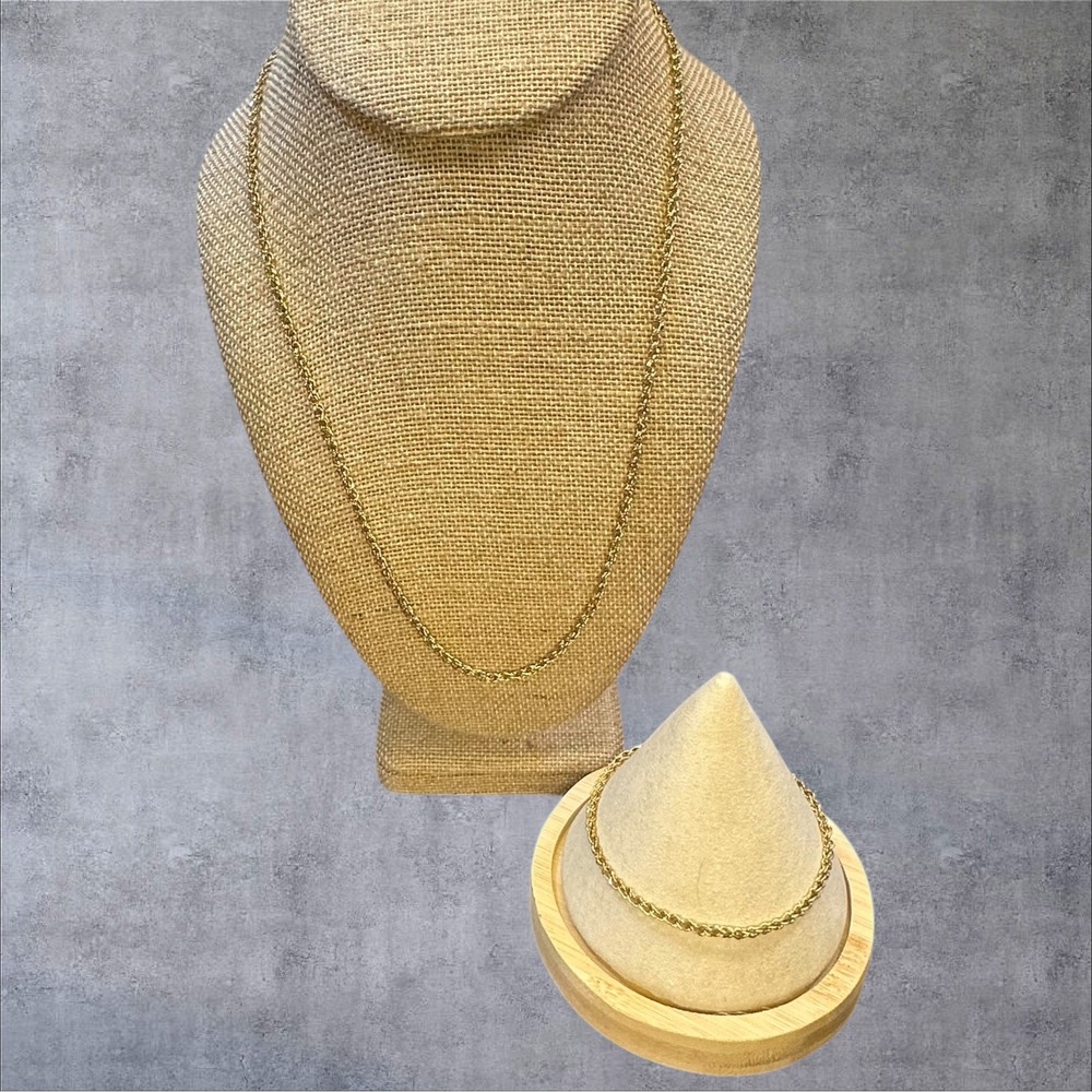 Gold Tone Chain Necklace 20" & Bracelet 7.5"‎ Set Magnetic Costume Jewelry